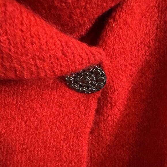 Adrienne Vittadini Red Sweater Medium Shawl Collar Wrap Button Front Soft Knit - Picture 3 of 5